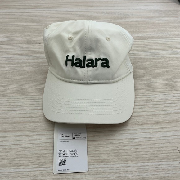 Halara Hat Cap Baseball One Size Green Logo Cream Women's Casual New - Picture 1 of 4